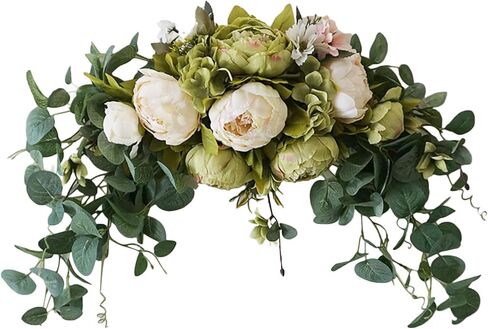 30 Inch Artificial Flower Swag,Artificial Peony Swag,Spring Artificial Floral Swag,Rose Peony Swag Arch Wreath Flowers Arrangements Wedding Table Centerpieces Door Swag for Decor(Green) in Saudi Arabia