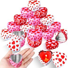 MorningRo 24 Pcs Valentine Heart Candle Tins with Lids Empty Heart Shaped Candle Jars 2 oz Containers Box for DIY Making Candles Valentine Gifts (Colorful) in Kuwait
