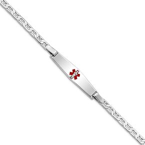 JewelryWeb 925 Sterling Silver Polished Medical ID Nautical Ship Mariner Anchor Link Bracelet Lobster Claw Identification-Bracelet for Women in Saudi Arabia