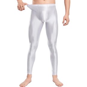 SEAUR Men's Oil Glossy 9/10 Length Pants Shiny Stretchy Leggings Smooth Tights for Yoga Running Workout in Saudi Arabia