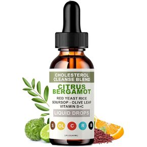 RESONA Red Yeast Rice Drops - High Absorption Cholesterol Support Blend with Citrus Bergamot, Olive Leaf & Soursop - Natural, Non-GMO, Vegan - 2 fl oz (1) in Saudi Arabia