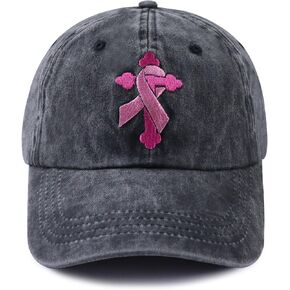 Pink Ribbon Hat for Women, Classic Cotton Embroidered Cross Baseball Cap for Cancer Patients in Saudi Arabia
