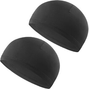 2 Pack Skull Caps for Men Women, Beanie Hats Under Helmet Liner of Bicycle and Motorcycle, Sports Cycling Sweat Hats for All Seasons Black in Saudi Arabia