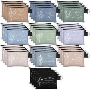 40 قطعة من محفظة النقود المعدنية الصغيرة للنساء حقائب مستحضرات التجميل الدينية الملهمة من الكتاب المقدس، حقيبة صغيرة هدية الكنيسة، حقيبة محفظة مع سحاب للسفر والنساء الأم (نمط البساطة) in Kuwait