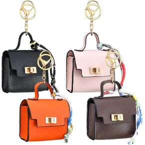 Tondiamo 4pcs Mini Backpack Keychain Coin Purse Keychain Mini Bag Pendents PU Leather Makeup Bag Change Pouch Cute Twist Lock Key Pocket Lipstick Bags for Women Headset Data Cable Organizer Gifts in Saudi Arabia
