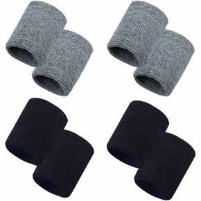 8 Pcs Sweatbands Sports Wristband Tennis Basketball Running Cotton Sweat Band for Grips Sport Elastic Wrist Bands Women Men Black White in Saudi Arabia