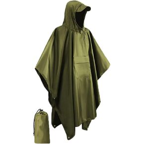 Rain Poncho Waterproof Hooded Rain Poncho with Pocket Waterproof Lightweight Coat Unisex Raincoat for Men Women(Green) in Saudi Arabia