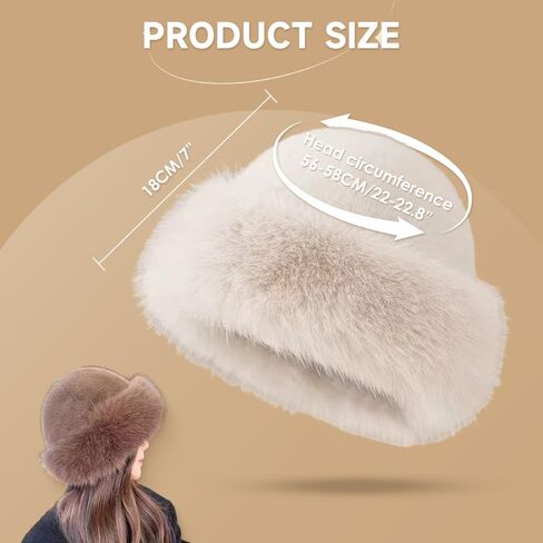 Womens Winter Faux Fur Bucket Hat, 2026 New Fluffy Fisherman Fuzzy Bucket Hat Warm Faux Mink Plush Hat in Saudi Arabia