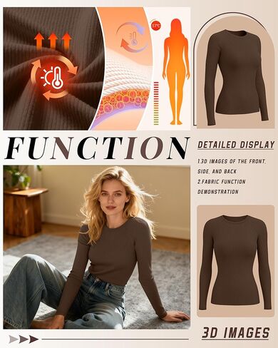 4 Pack Women's Ribbed Long Sleeve Shirts, Cotton Crew Neck Thermal Tops Slim Fit Undershirts Layering Tee Shirts in Saudi Arabia