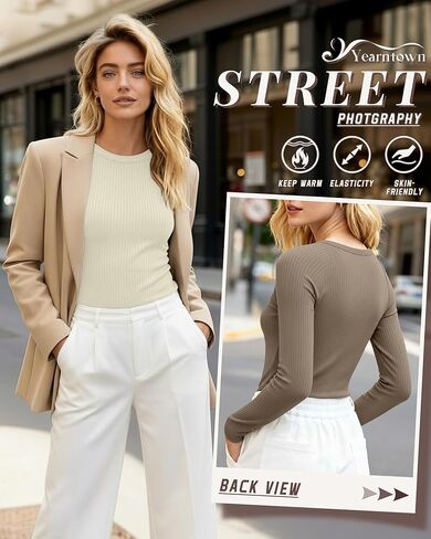 4 Pack Women's Ribbed Long Sleeve Shirts, Cotton Crew Neck Thermal Tops Slim Fit Undershirts Layering Tee Shirts in Saudi Arabia