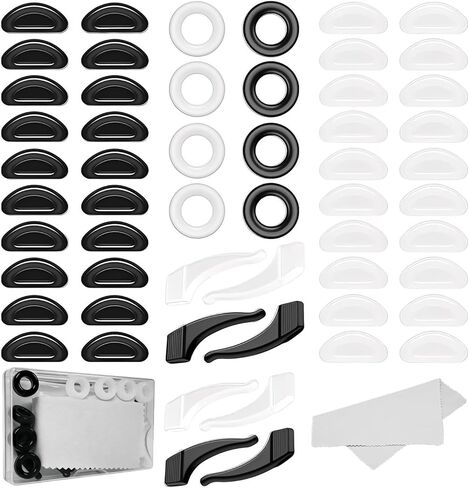 Fit for RayBan Wayfarer Eyeglass Nose Pad,Fit for Ray-Ban Meta Wayfarer/Headliner/Skyler Smart Glasses Retainers Sets,40Pack Adhesive Glasses Nose Pads+8 Round Ear Grips+8 Glasses Temple Tips Sleeve. in Kuwait