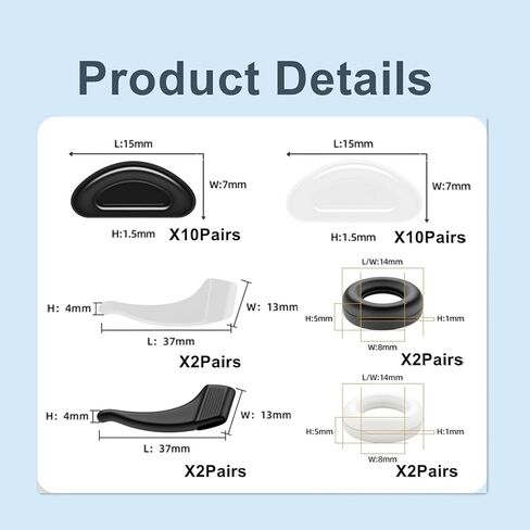 Fit for RayBan Wayfarer Eyeglass Nose Pad,Fit for Ray-Ban Meta Wayfarer/Headliner/Skyler Smart Glasses Retainers Sets,40Pack Adhesive Glasses Nose Pads+8 Round Ear Grips+8 Glasses Temple Tips Sleeve. in Kuwait
