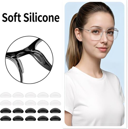 Fit for RayBan Wayfarer Eyeglass Nose Pad,Fit for Ray-Ban Meta Wayfarer/Headliner/Skyler Smart Glasses Retainers Sets,40Pack Adhesive Glasses Nose Pads+8 Round Ear Grips+8 Glasses Temple Tips Sleeve. in Kuwait