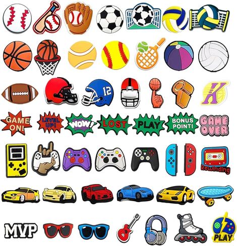 50Pcs Shoes Charms for Boys, No-random Sports Game Car Shoes Decoration Charms for Pins Sandals in Saudi Arabia