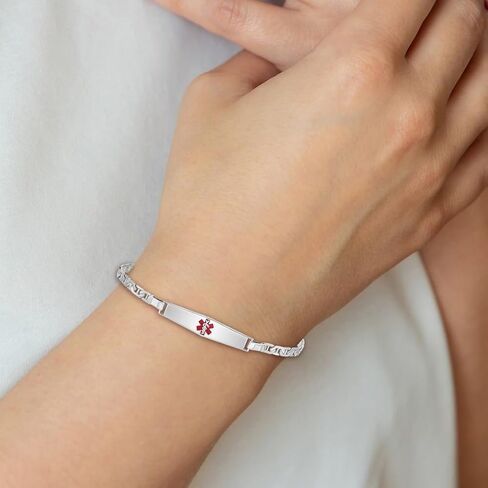 JewelryWeb 925 فضة مصقولة معرف طبي بحري سفينة مارينر مرساة ربط سوار جراد البحر مخلب تحديد الهوية - سوار للنساء in Saudi Arabia