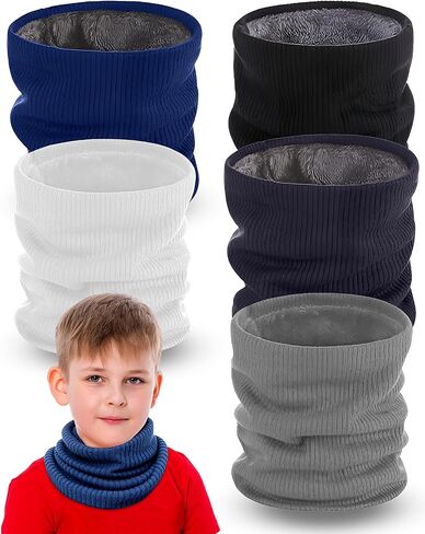 5 Pack Kids Winter Neck Warmer Gaiters Knitted Soft Neck Scarf with Thick Warm Lined Ski Fleece Mask for Boy Girl in Saudi Arabia
