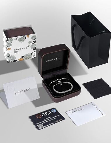 KRKC&CO أساور تنس مويسانيتي بولو للنساء، 1.6-8.0 قيراط، طول قابل للتعديل S925 فضة استرلينية، هدايا عيد الميلاد لها، صندوق فاخر، 2/3/4 مم D اللون VVS1 أبيض/14K/24K/مطلي بالذهب الوردي in Kuwait