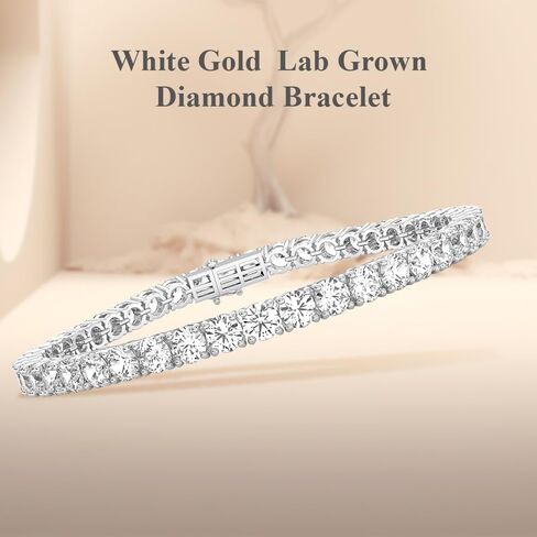 Diamond2Deal 14k White Gold Round Cut Lab Grown Diamond Tennis Bracelet Gift (4 ct, Color-D, Clarity- VS) in Saudi Arabia