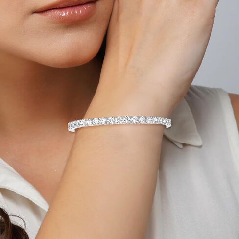 Diamond2Deal 14k White Gold Round Cut Lab Grown Diamond Tennis Bracelet Gift (4 ct, Color-D, Clarity- VS) in Saudi Arabia