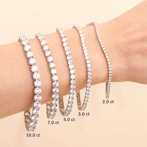 Diamond2Deal 14k White Gold Round Cut Lab Grown Diamond Tennis Bracelet Gift (4 ct, Color-D, Clarity- VS) in Saudi Arabia