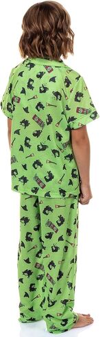 INTIMO Wicked Girls’ Elphaba Pajamas Chibi Broom Hat Button-Up Shirt Pajama Set for Kids in Saudi Arabia