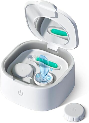 Contact Lens Cleaner, Ultrasonic Rigid Contact Lens Cleaner with USB Charger for OK Lenses, RGP, Colored and Soft Lenses (White) in Saudi Arabia