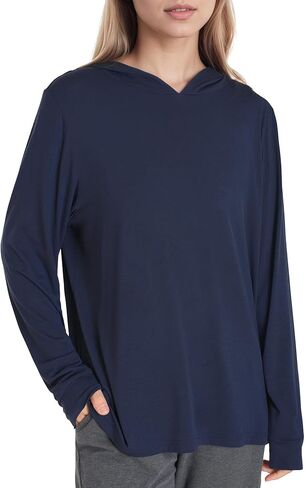 Latuza Women's Bamboo Viscose Pajama Lounge Top Long Sleeve Hooded Sleep Shirt in Saudi Arabia