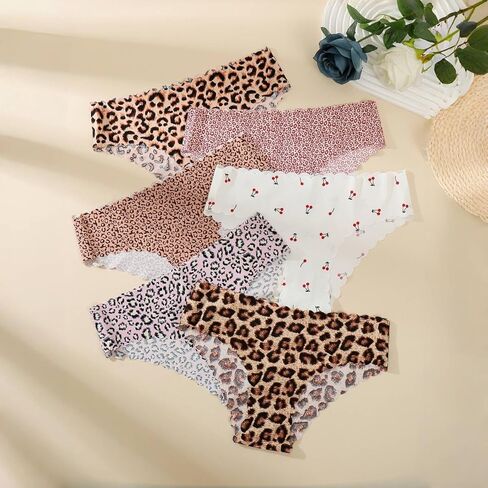 6 Pack Womens Seamless Underwear No Show Panties Sexy Bikini Underwears Low Rise Hipster Wave Edge Briefs in Saudi Arabia