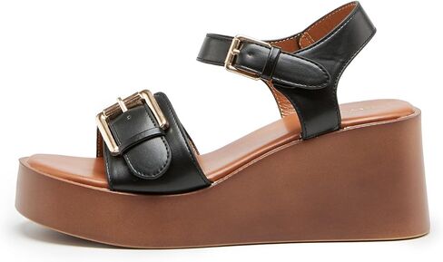 Women’s Platform Wedge Sandals, Double Buckle Ankle Strap Open Toe Heels Shoes, Comfortable Dressy Dance & Beach Sandals, 2.75 inches Platform in Saudi Arabia