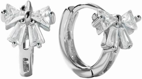 CAITLYNMINIMALIST 18K Gold Plated Sterling Silver Dainty Bow CZ Diamond Huggie Hoop Earrings for Women in Saudi Arabia