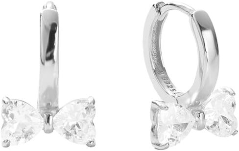 CAITLYNMINIMALIST 18K Gold Plated Sterling Silver Dainty Bow CZ Diamond Huggie Hoop Earrings for Women in Saudi Arabia