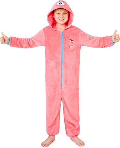 SPONGEBOB SQUAREPANTS One-Piece Pajamas for Kids, 5‑14 years, Hooded Fleece Jumpsuit, Loungewear, Gifts for Girls, Boys in Saudi Arabia