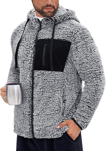 Men's Sherpa Jacket Fuzzy Warm Lightweight Winter Hoodie (S-XXL) in Saudi Arabia