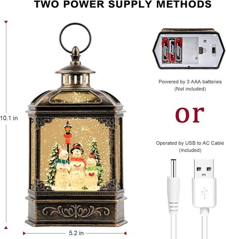 عيد الميلاد سنو غلوب يحوم جوقة رجل ثلج متلألئة مع الموسيقى والمؤقت، USB مبطن / بطارية تعمل فانوس المياه المضاء لهدايا عيد الميلاد الديكور in Kuwait