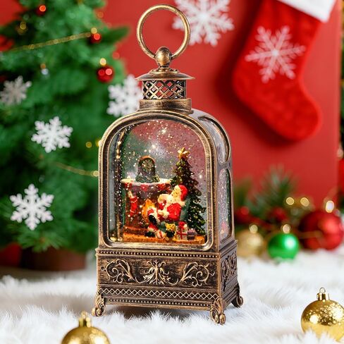 Gnome Snow Globe Christmas, 10.2 Musical Snow Globe Lantern Lights with 6H Timer Battery & USB Powered, Retro Style Holiday Glitter Snow Globes for Xmas Home Decoration Indoor Party Gifts in Saudi Arabia