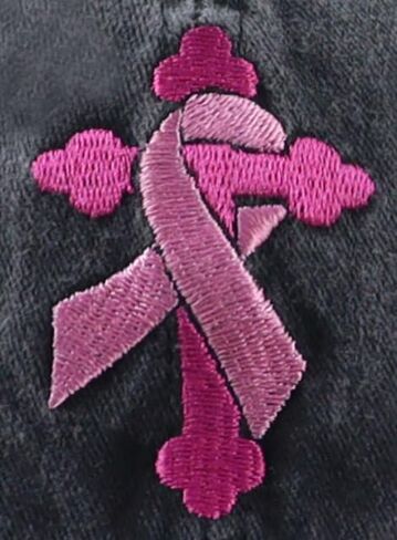 Pink Ribbon Hat for Women, Classic Cotton Embroidered Cross Baseball Cap for Cancer Patients in Saudi Arabia