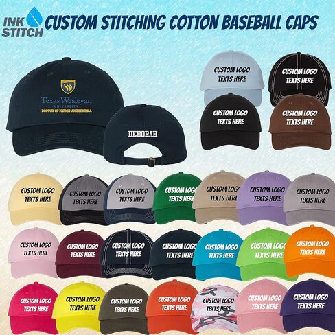 INK STITCH Unisex Vc300a Custom Stitching Logo Texts Monogrammed Cotton Baseball Caps in Saudi Arabia