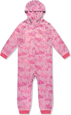 Barbie Girls Onesie Pajamas - Pink Long Sleeve Zip Up Hooded Blanket Sleeper - One Piece Costume - Official License in Saudi Arabia