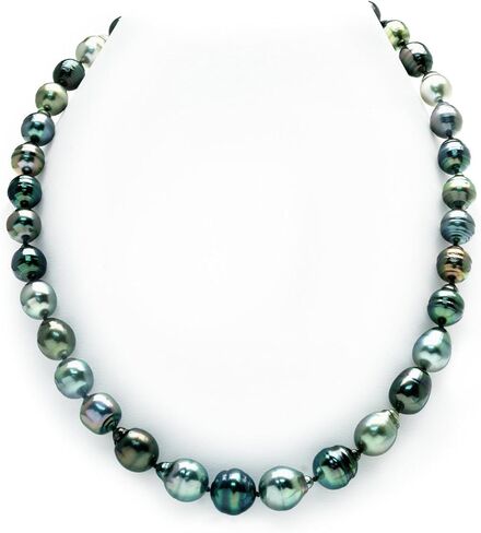 The Pearl Source 14K Gold 9-11mm Baroque Genuine Multicolor Tahitian South Sea Cultured Pearl Necklace in 24" Length for Women in Saudi Arabia