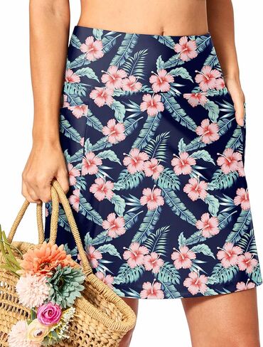 Viodia Women's 18" Long Swim Skirt with Pockets High Waisted Tummy Control Bathing Suit Bottoms Modest Swimsuits with Skirts in Saudi Arabia