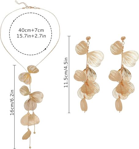Statement Gold Leaf Chokers Necklace Earring Sets Trendy Floral Boho Ginkgo Leaves Long Tassel Necklace Jewelry Accessessories Gifts in Saudi Arabia