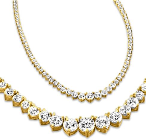 8 Carat Round 14K Yellow Gold 17"Graduate Diamond Tennis Riviera Necklacefor Womens (J-K Color, I1-I2 Clarity) Graduating Value Collection 3 Prong in Saudi Arabia