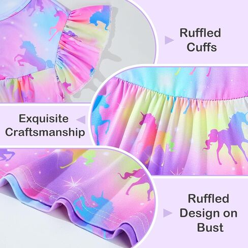 ICOSY 2PCS Girls Nightgowns Toddler Girl Pajamas Flutter Short Sleeve Princess Dress Sleepwear for Girls in Saudi Arabia