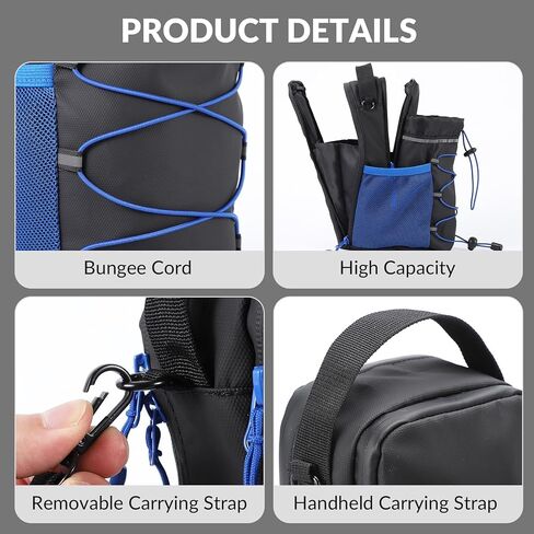 Magnetic Gym Bag for Men & Women, 40 oz Magnet Water Bottle Holder with Detachable Strap & Phone Pockets, Small Sports Duffel for Gym, Travel, Concerts, Walking, Black/Blue in Saudi Arabia