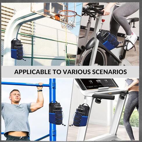 Magnetic Gym Bag for Men & Women, 40 oz Magnet Water Bottle Holder with Detachable Strap & Phone Pockets, Small Sports Duffel for Gym, Travel, Concerts, Walking, Black/Blue in Saudi Arabia