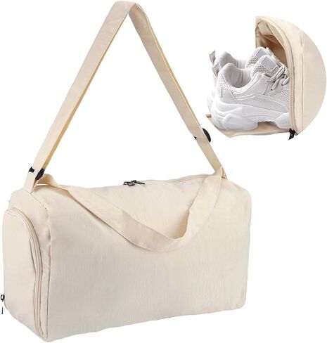 حقيبة رياضية صغيرة للنساء مع حجرة للأحذية، حقائب سفر ليلية للنساء والرجال، حقيبة حمل لعطلة نهاية الأسبوع - رياضة اليوغا والرقص (أخضر فاتح) in Kuwait