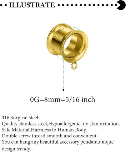 8G-25mm DIY مقاييس مزدوجة متوهجة لأنفاق الأذن المقابس الأقراط 316L الجراحية الفولاذ المقاوم للصدأ الفضة داخليا الخيوط آذان نفق التوصيل تمتد عدة ثقب المجوهرات النساء الرجال in Kuwait