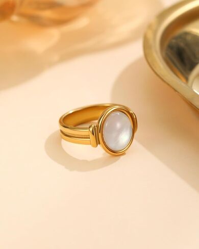 YeGieonr Gold Rings for Women Trendy Non Tarnish Chunky Gold Plated Ring, Waterproof Stainless Steel Gold Jewelry Gift in Saudi Arabia