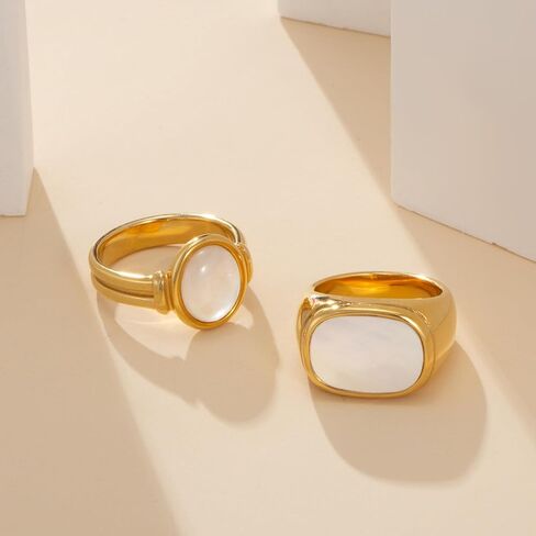 YeGieonr Gold Rings for Women Trendy Non Tarnish Chunky Gold Plated Ring, Waterproof Stainless Steel Gold Jewelry Gift in Saudi Arabia