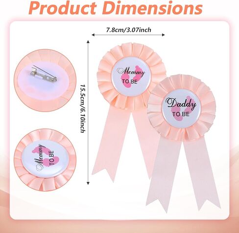 2Pcs Mommy and Daddy To Be Badge Pin, Mom & Dad to be Pin, New Dad Mom Gifts New Parent Gifts Buttons Brooch Pins Baby Shower Decorations Party Celebration, Rose Gold in Saudi Arabia